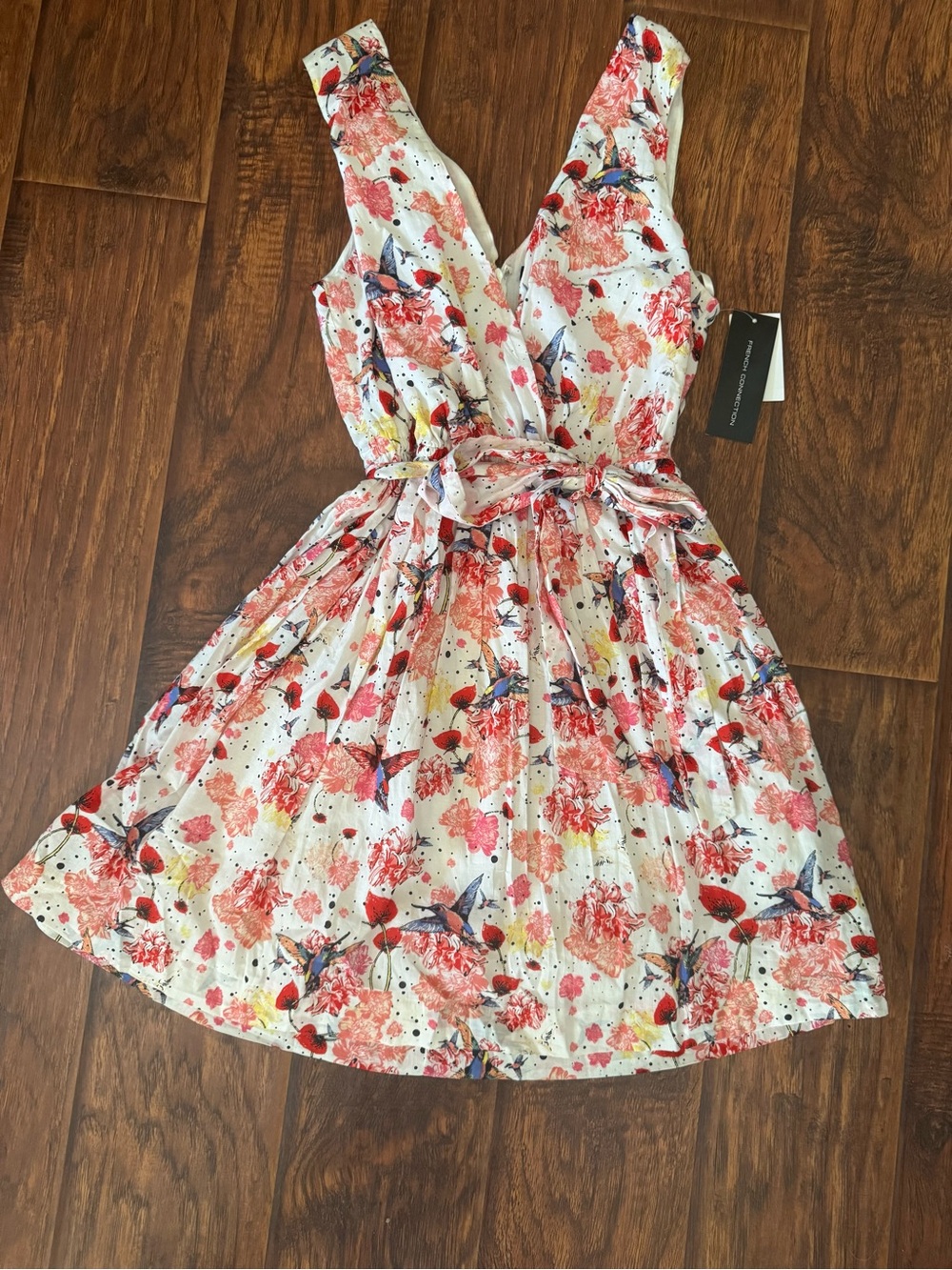 French Connection Floral V-Neck Sleeveless Dress Women’s Size 0 NWT